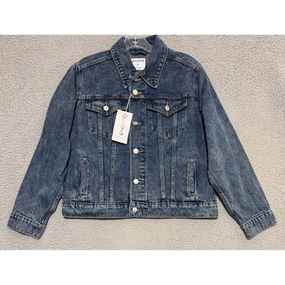 NEW Love In Faith Amazing Grace Acid Wash Denim Jean Jacket Womens Small